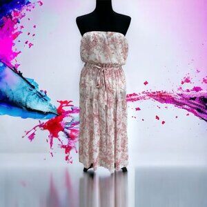 Eesome Pink Floral Strapless Maxi Dress Romantic Soft Girl‎ Cottagecore Women M